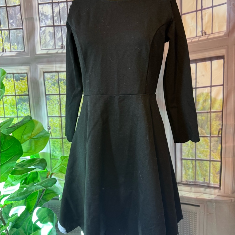 Lulu's Classic Black Skater Scallop Hem 3/4 Sleeve Dress L Large Cumulonimbus - Picture 8 of 14